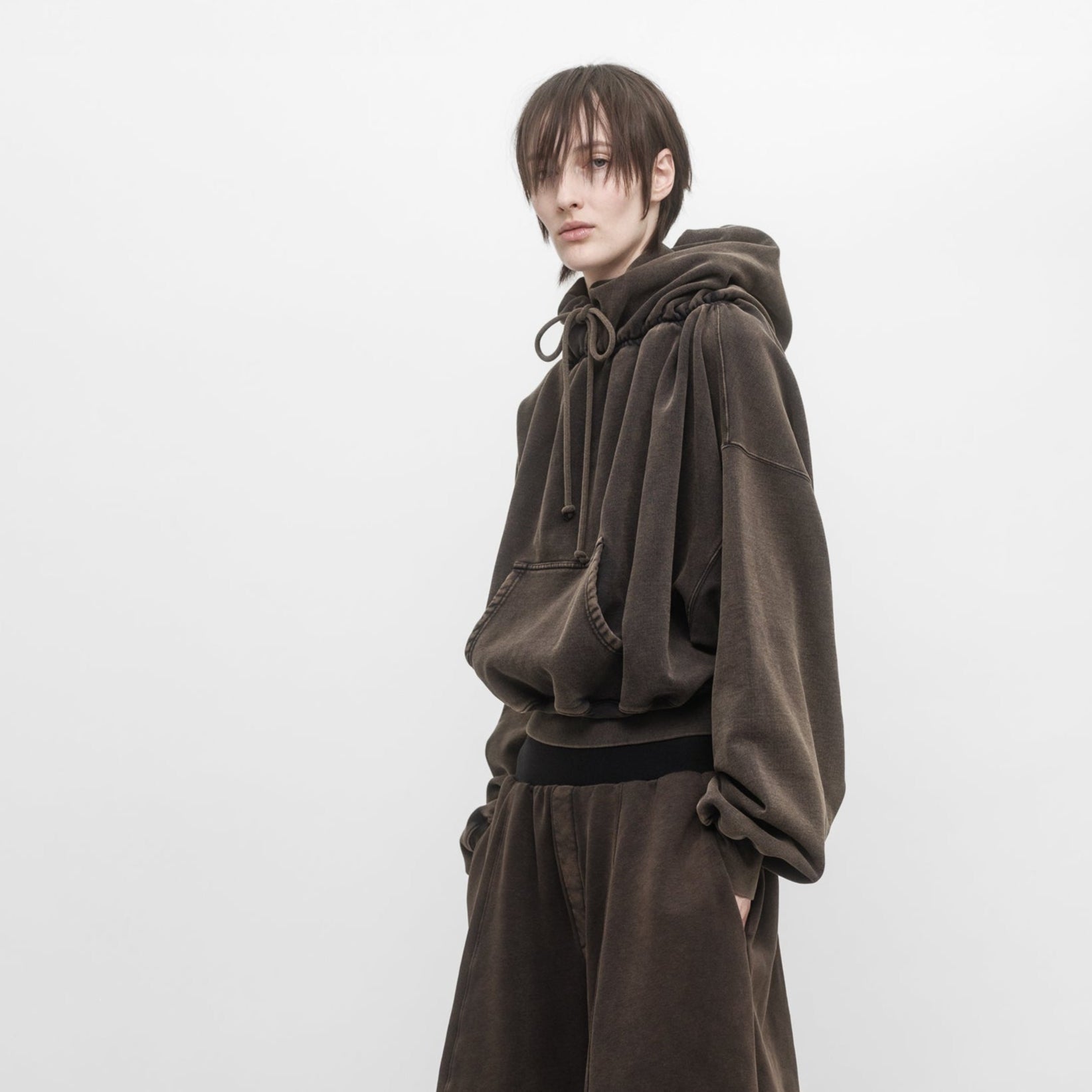 Gathered Cropped Hoodie