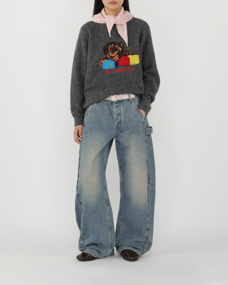 Loose Round Neck Sweater TMO25AWKN13DGY