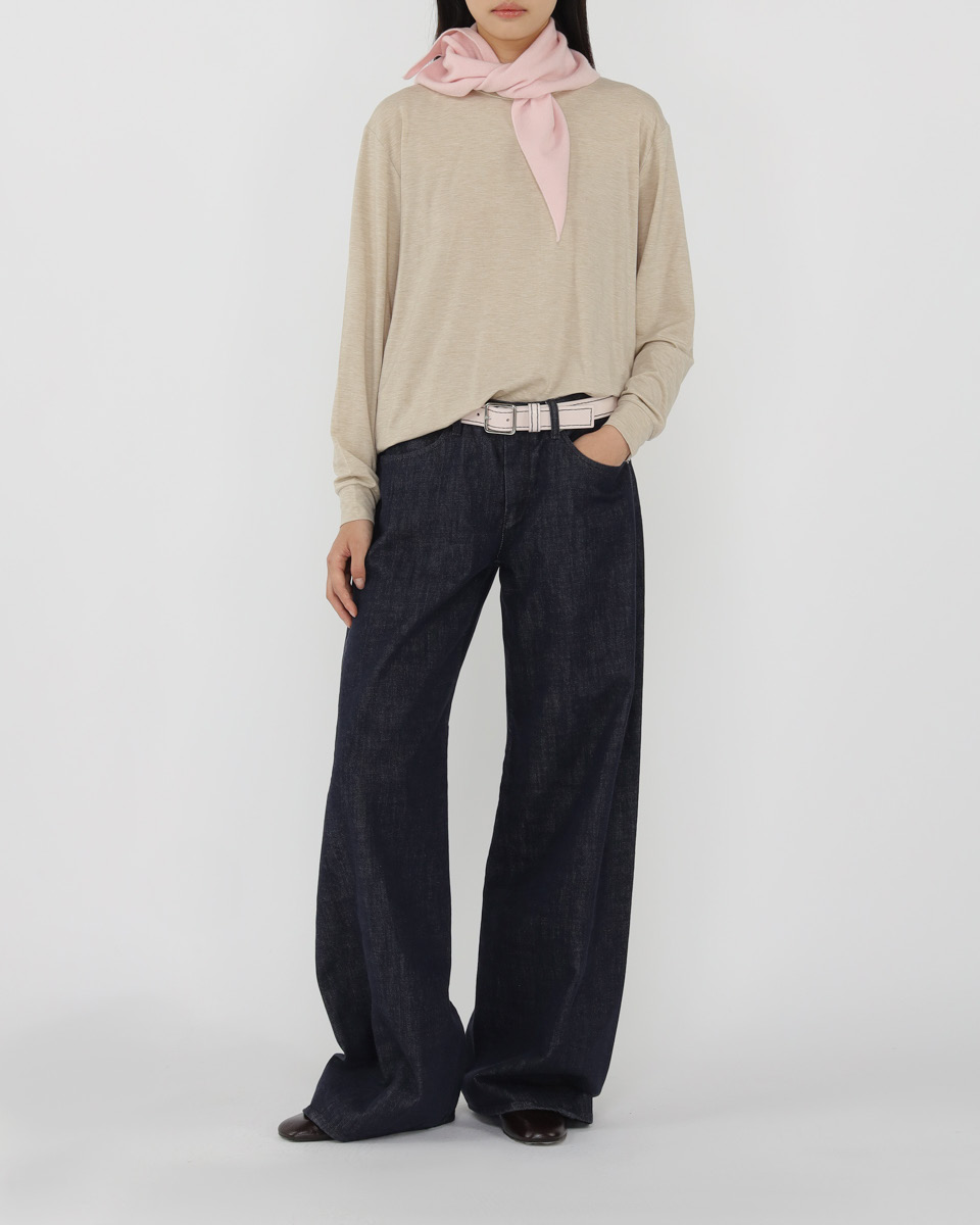 Oversize Round Neck Long Sleeve T-Shirt TMO25AWLT03APT